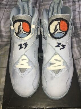 Jordan Kids Light Blue and White High-Top Sneakers with Embroidered Logo